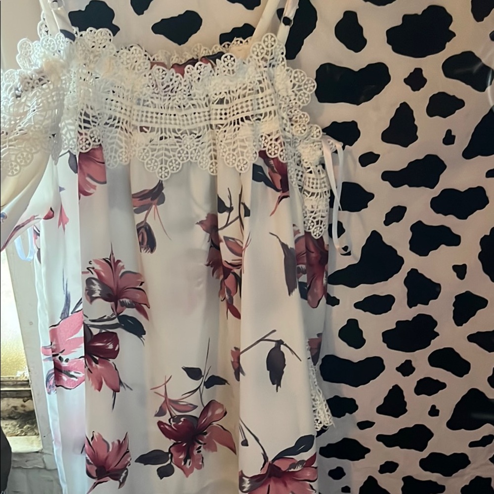 Floral Lace Trim Dress